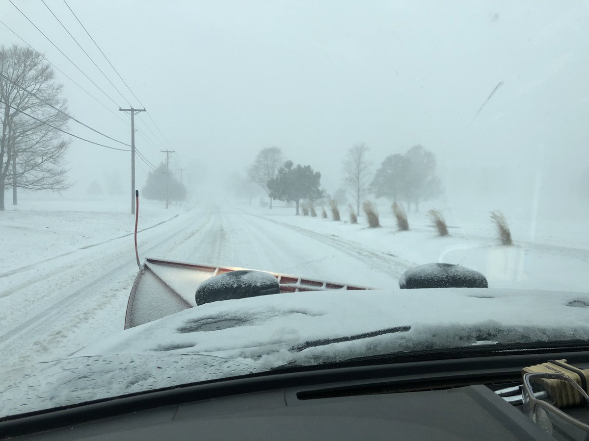 PollockLandscap's tweet photo. After temporary whiteout conditions we got to work .
.
#pollocklandscaping #snow #plow #winter #missouri #salt #plowtruck #bossplow #whitestuff https://t.co/K2wEA6P1kM