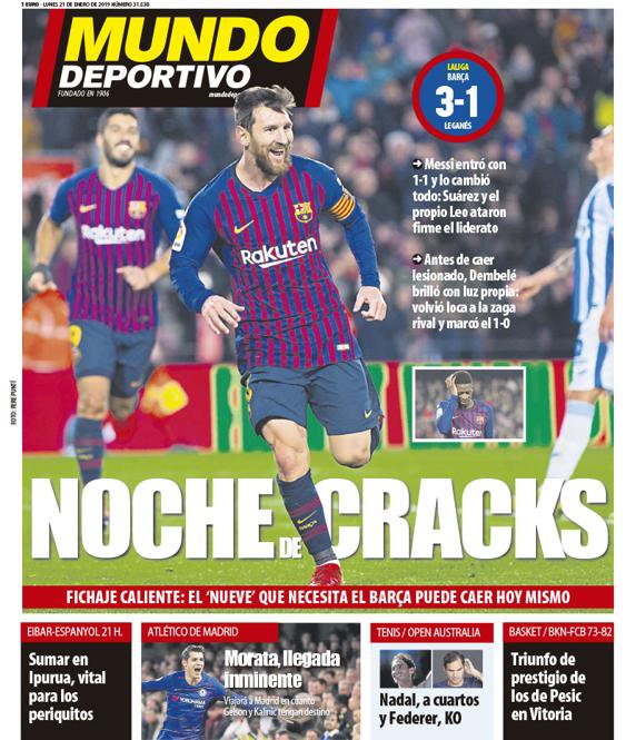 Portada Diario #MundoDeportivo de Barcelona - Lunes 21 enero.
