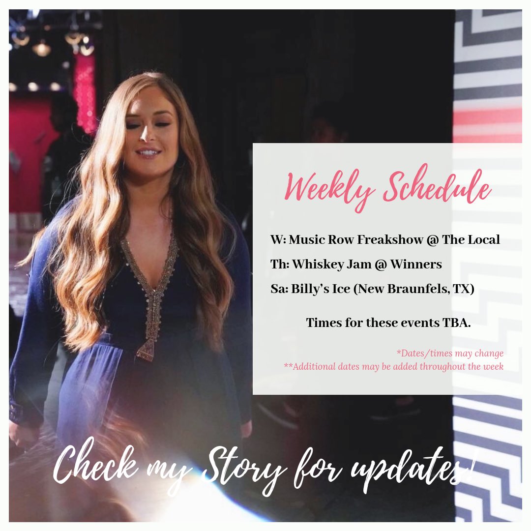 Here's my schedule for the week, y'all! Come see me! 💗