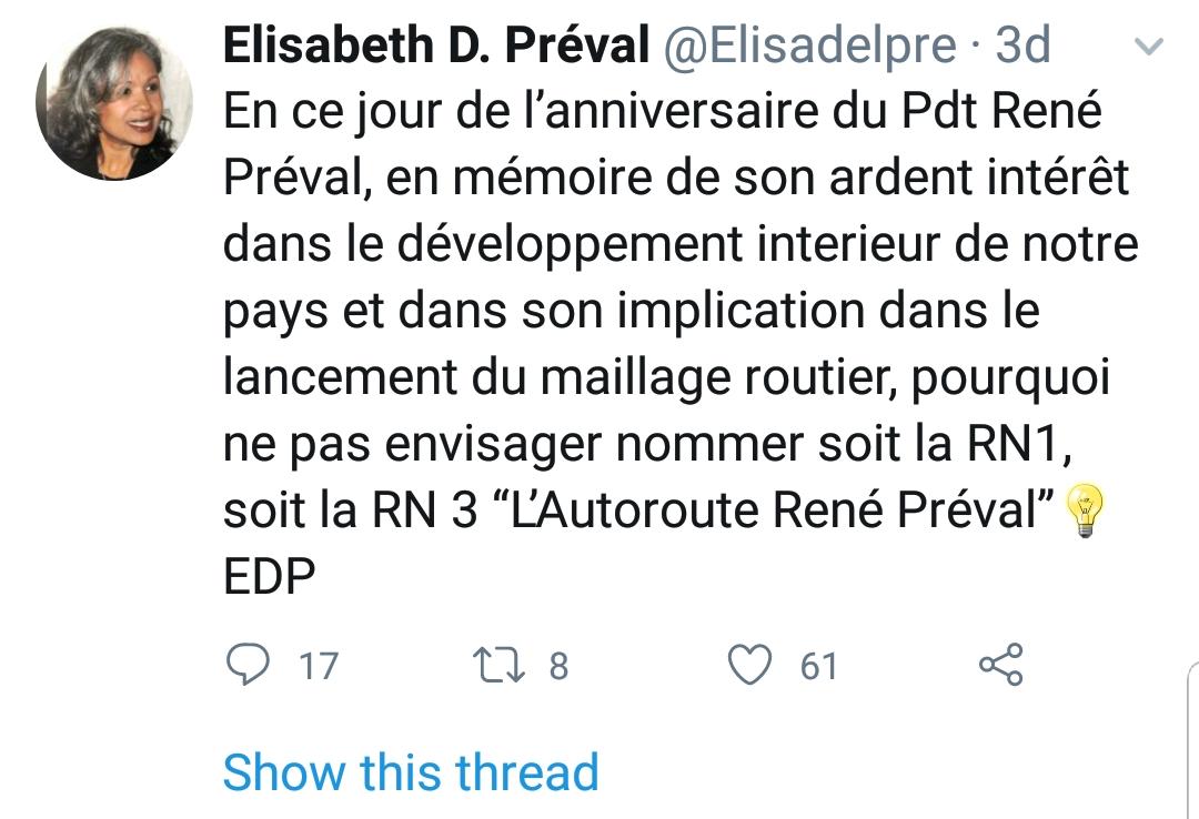 Gazette Haiti L Ex Premiere Dame De La Republique Elizabeth D Preval Propose Qu Une De Nos Routes Nationales Porte Le Nom De Son Ex Mari Rene Preval Pour Engagement Au Dvt Gazette Haiti L Ex Premiere Dame De La Republique Elizabeth D Preval Propose Qu Une De Nos Routes Nationales Porte Le Nom De Son Ex Mari Rene Preval Pour Engagement Au Dvt