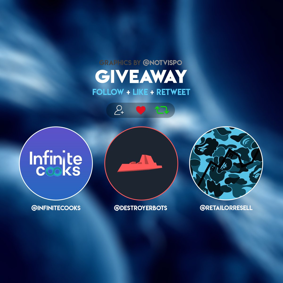 Time for a Giveaway!🎉

Prizes: 1x PD Renewal Key, 1x LifeTime IC Membership, 1x Static Reflective Size 10.5 and 1x Supreme Smile Tee Size Large!

To Enter:

Follow <a href="/InfiniteCooks/">InfiniteCooks</a> <a href="/destroyerbots/">Project Destroyer</a> <a href="/RetailorResell/">Retail or Resell</a> 

Like/RT this Tweet.

That's it! Giveaway ends in 7 days. Good Luck!