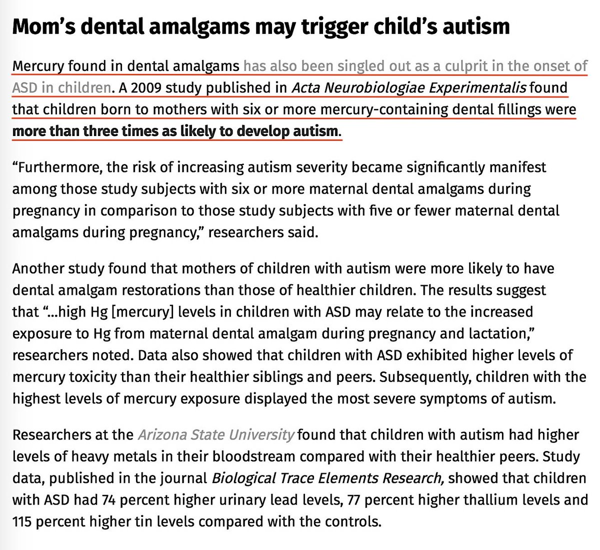 The Scientific Community Has Been Raising Safety Concerns About Mercury-Based Products For Years. Is Dental Amalgam Also Contributing To The Autism Epidemic?January 17, 2019 https://www.vaccines.news/2019-01-17-autism-mercury-in-dental-amalgram-and-thimerosal-in-flu-shots.html #QAnon  #Vaccine  #Autism  @potus