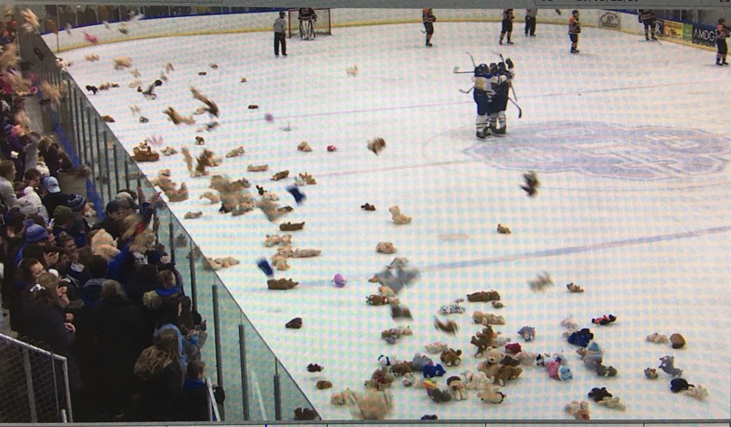 Tonight on Sports Overtime we are going from a <a href="/TeresaWeakley/">Teresa Weakley</a> story on the @GRCatholicCentr hockey Teddy Bear toss game to a <a href="/Joe_Aulisio/">Joe Aulisio</a> interview with <a href="/gvsuwbb/">GVSU Women's Basketball</a> star Cassidy Boensch.   For some reason that seems like an appropriate segue.