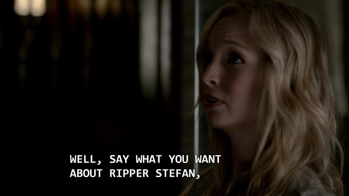 this really is one of the dumbest lines on the show. i just don't know how caroline made damon having sex seem worse than stefan killings thousands of people. stefan's bad actions were always overlooked by everyone.