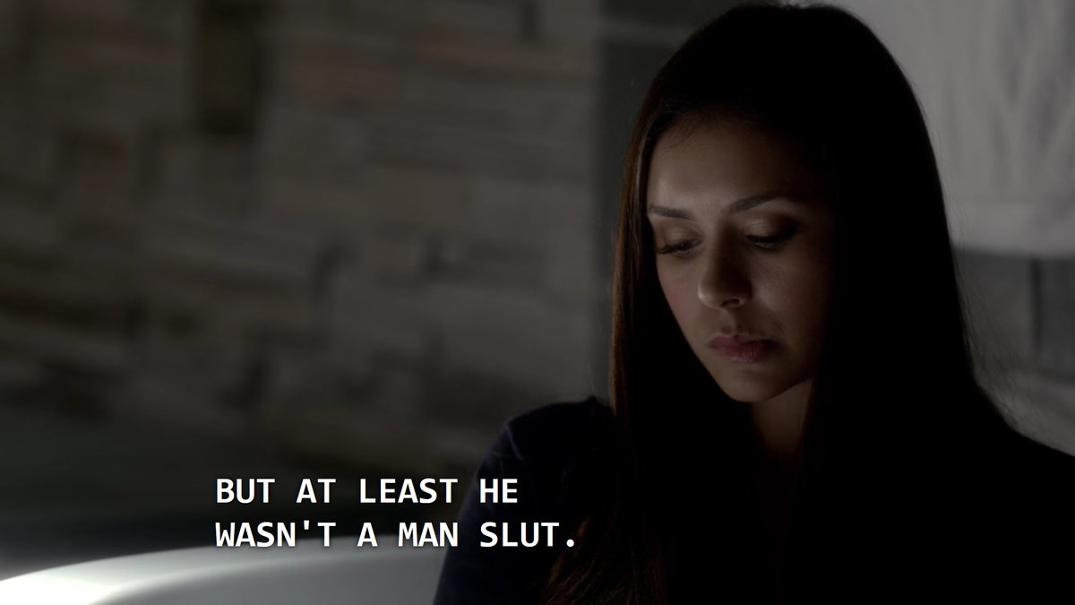 this really is one of the dumbest lines on the show. i just don't know how caroline made damon having sex seem worse than stefan killings thousands of people. stefan's bad actions were always overlooked by everyone.