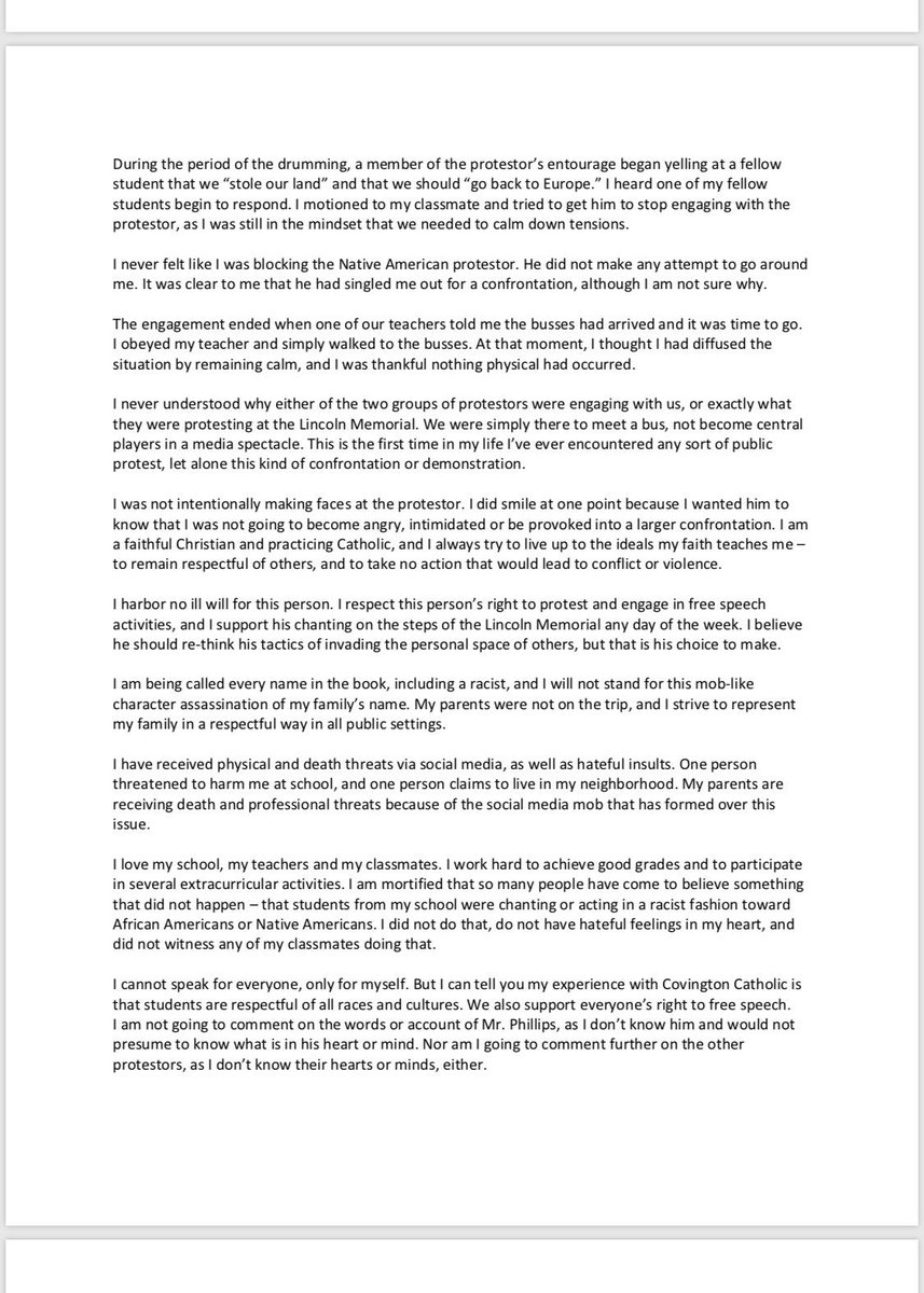 awesomeghassem's tweet image. A "non-apology" from an underage white male from Kentucky protesting a women's right to reproductive health care. This is gross on so many levels. Just another #MAGA thug blaming others for his behavior. #nicholassandmann