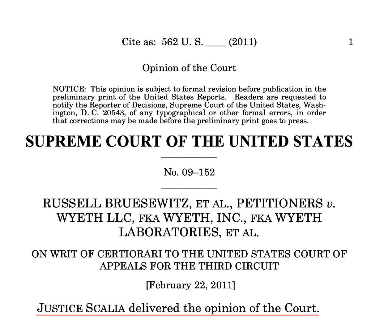 A 6-2 Decision By The U.S. Supreme Court Gave Drug Companies Total Liability Protection For Injuries And Deaths Caused By Government Mandated Vaccines. The National Vaccine Information Center Called The Decision 'Betrayal'. https://www.supremecourt.gov/opinions/10pdf/09-152.pdf #QAnon  #Vaccine  #Autism  @potus