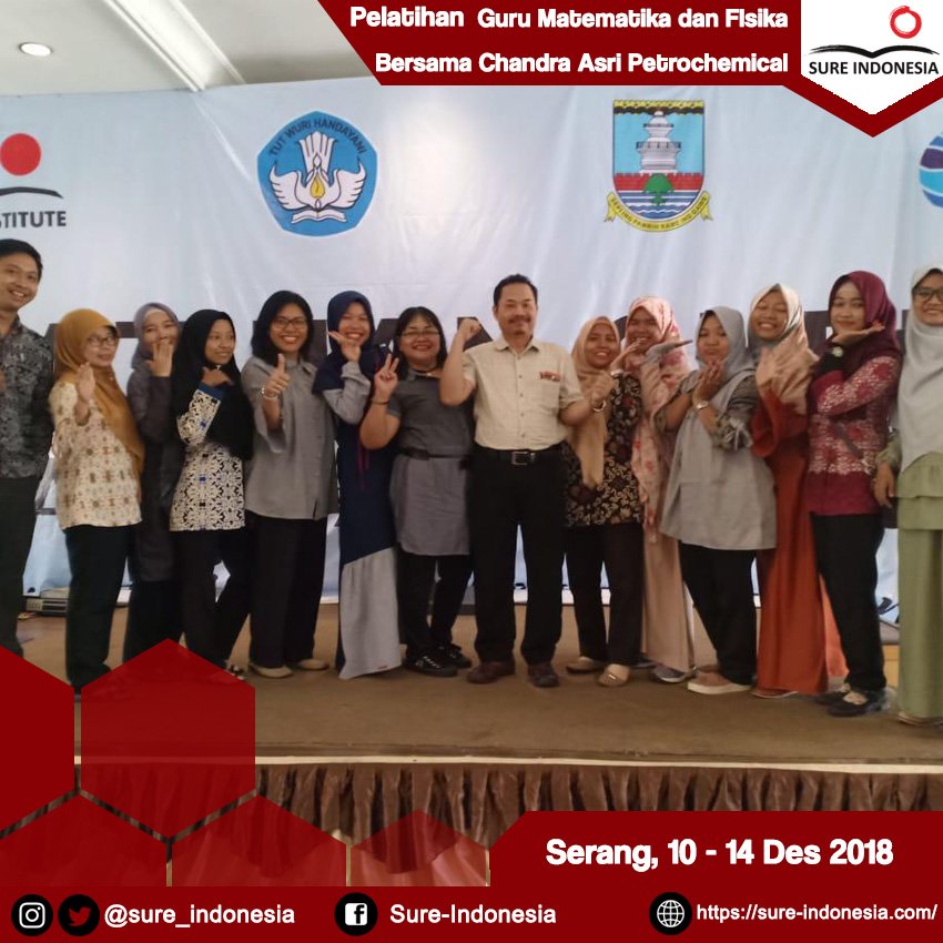 sure_indonesia's tweet photo. Serang, 10-14 Des, diadakan Pelatihan Guru Matematika dan Fisika bersama Chandra Asri Petrochemical. Pelatihan ini merupakan kerjasama antara Chandra Asri Petrochemical dengan Yayasan Surya Institute

#pelatihanguru #pelatihanmatematika #jasapelatihan https://t.co/SqG6PM9zl2