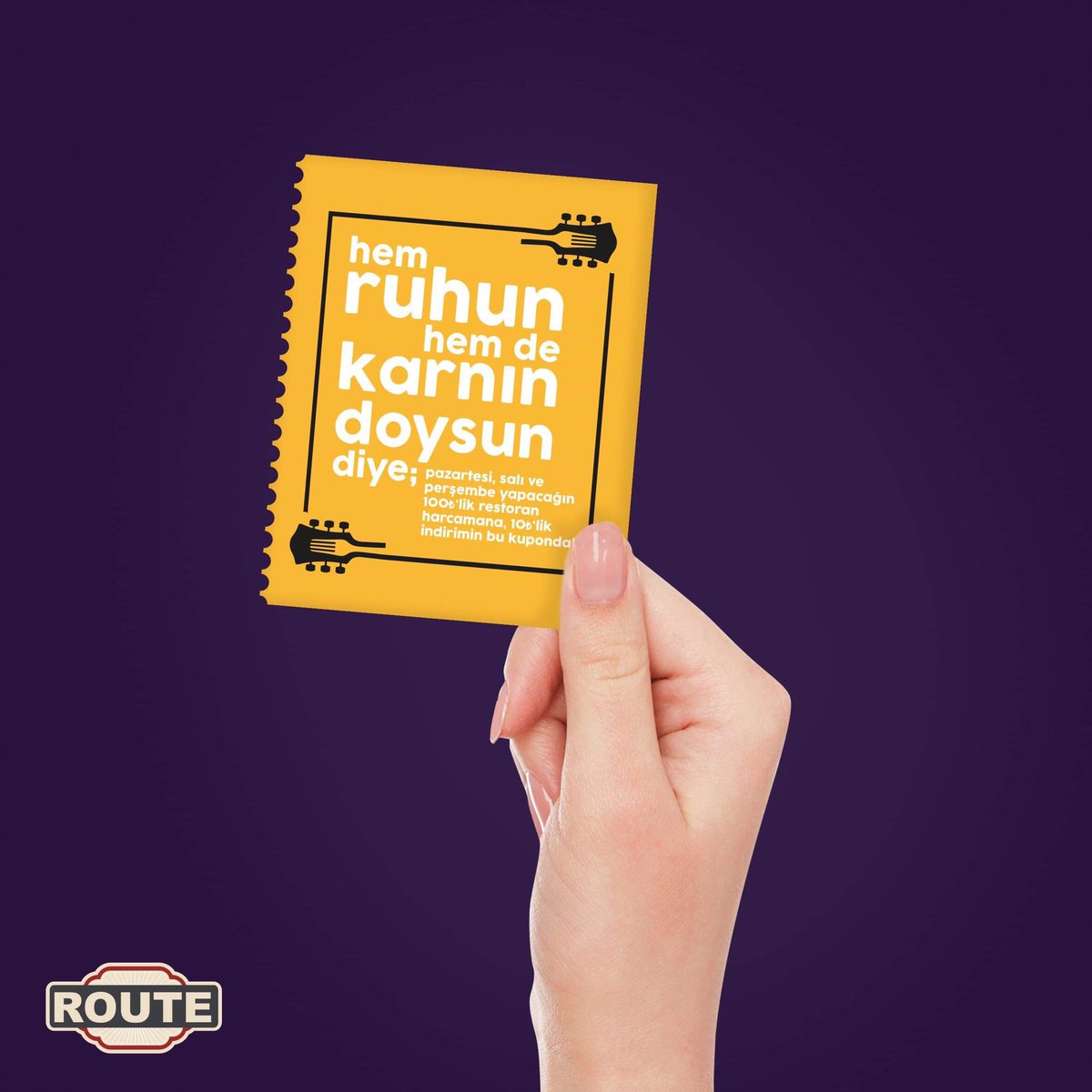 Hem ruhun hem de karnın doysun diye; alacağın konser biletinin yanında pazartesi, salı ve perşembe yapacağın 100₺'lik restoran harcamana, 10₺'lik indirimin bu kuponda!

routedenizli.com

#route #routedenizli #şehrineniyisi #denizli #goodfood #goodmusic #gooddrink