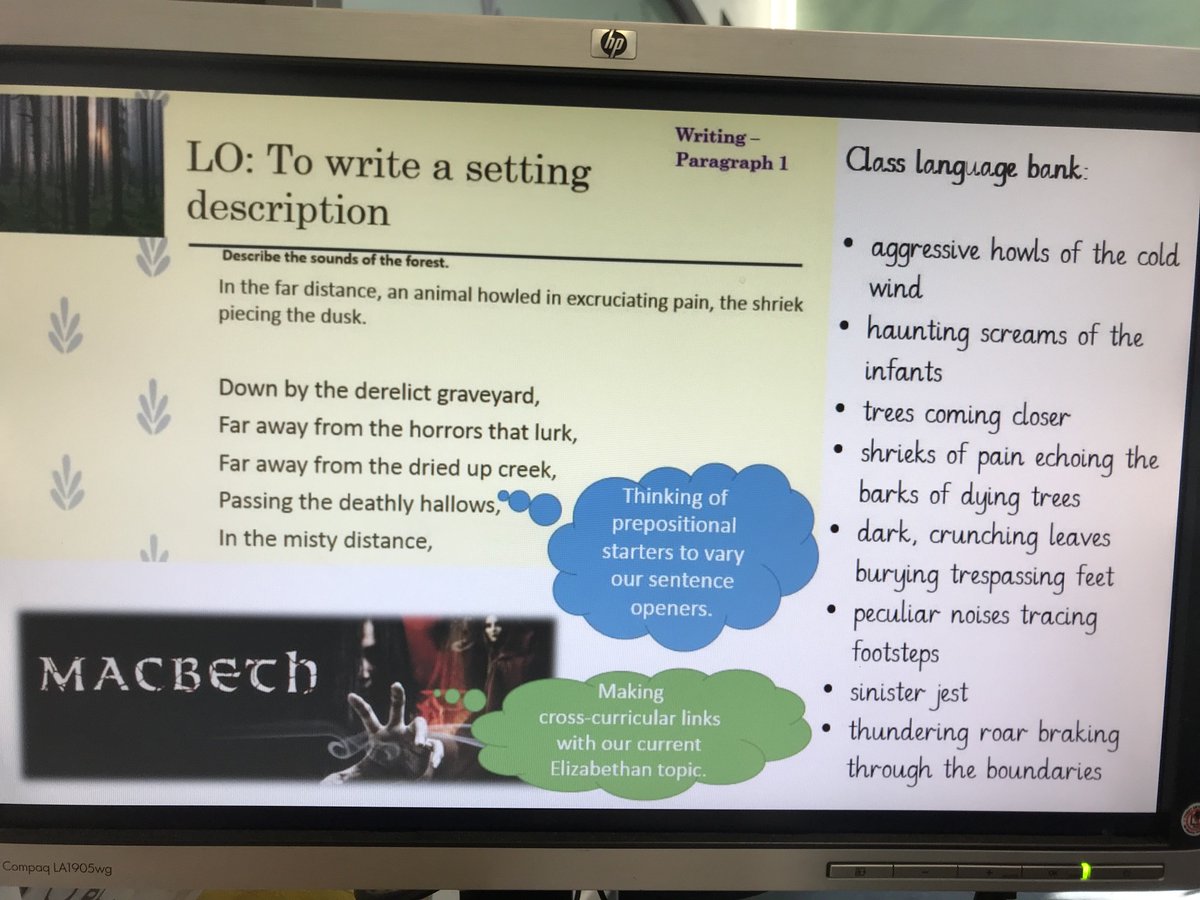 ApplegarthAc's tweet photo. Year Six have been looking at the story of Macbeth, linking our writing to our current Discovery topic; the Elizabethans. We have delved into the mood and atmosphere of a narrative description with the aim of creating suspense and tension. #collaboration #Shakespeare #letuswrite https://t.co/Vqq8oeQtsY
