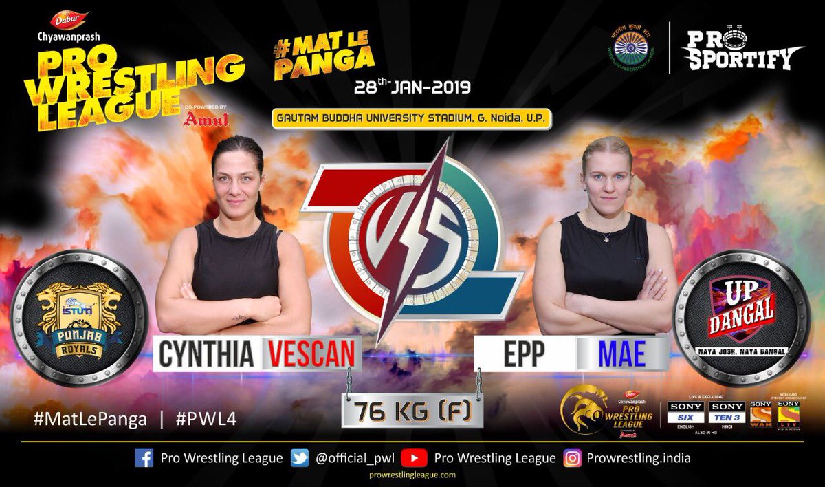 Official_PWL's tweet photo. #PWL4 @punjabroyals17 vs @updangal: Expected bouts of the day @SPN_Action @NewsX @Inkhabar #MatLePanga @wrestling https://t.co/aC5IntUGTM