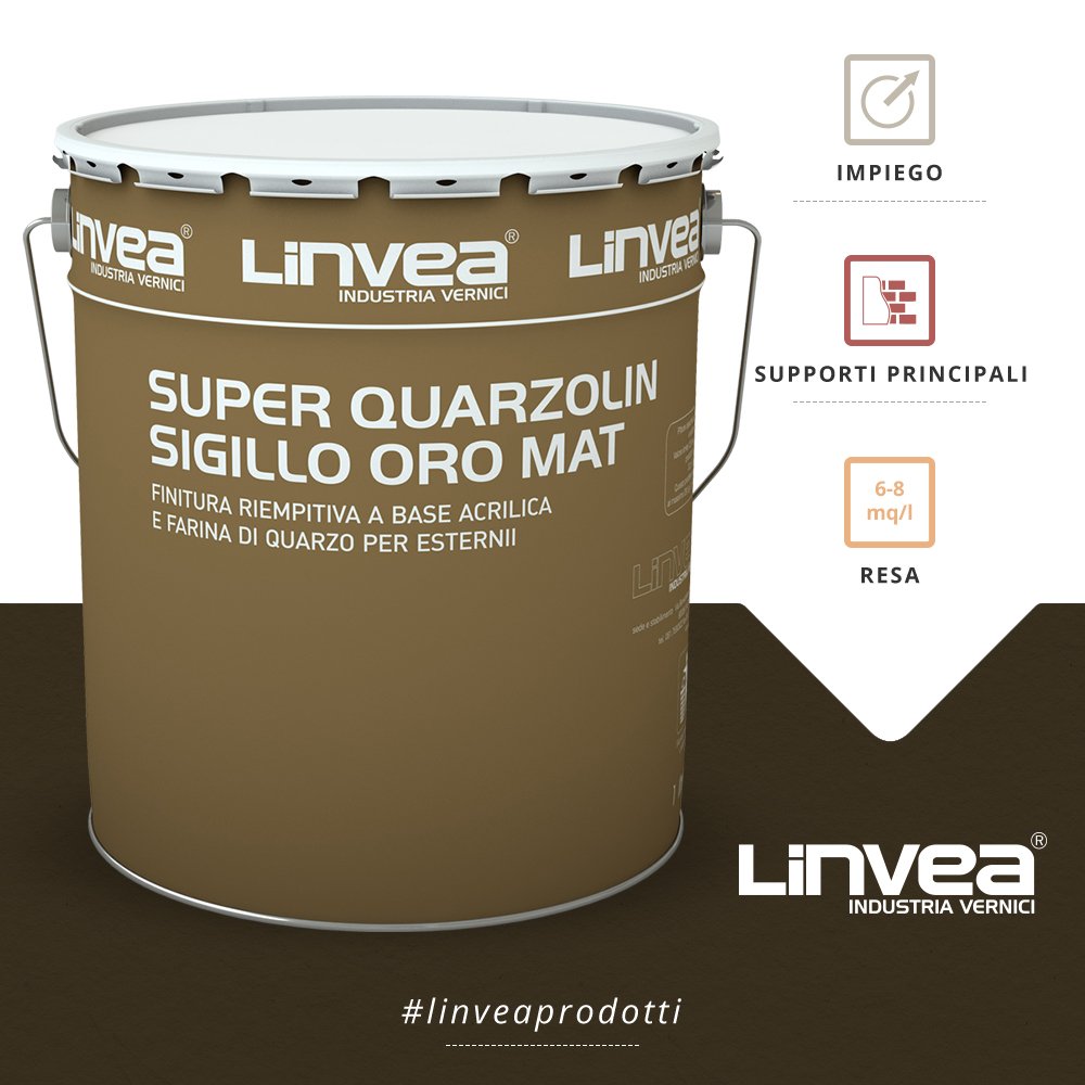 Linveasrl's tweet photo. #SuperQuarzolinSigilloOroMat finitura riempitiva a base acrilica e farina di #quarzo per esterni. #Linvea https://t.co/v94hIRBFSm
