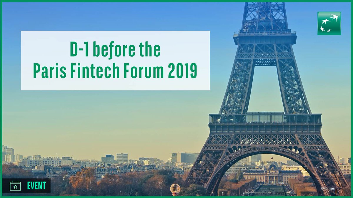 [#BNPPEvent] The 4th edition of the <a href="/ParisFinForum/">Paris Fintech Forum</a> which we're partnering, kicks off tomorrow. Banking, insurance &amp; #Fintech managers &amp; experts from around the world will be there for 2 days to discuss the future of global finance in a #digital era. bnpp.io/urka30nqgl8 #PFF19