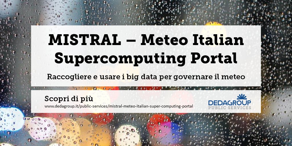 DEDAGROUP_ICT's tweet photo. Come combinare #supercomputer, #BigData e #meteo? Ci lavoriamo nell'ambito del progetto MISTRAL, con @Cineca1969, Protezione Civile @DPCgov, Centro Europeo per le Previsioni a Medio Termine @ECMWF, Arpa Emilia-Romagna @ArpaER, Arpa Piemonte @ArpaPiemonte. https://t.co/rvCiZC6HY4 https://t.co/Ur9JXsip1u