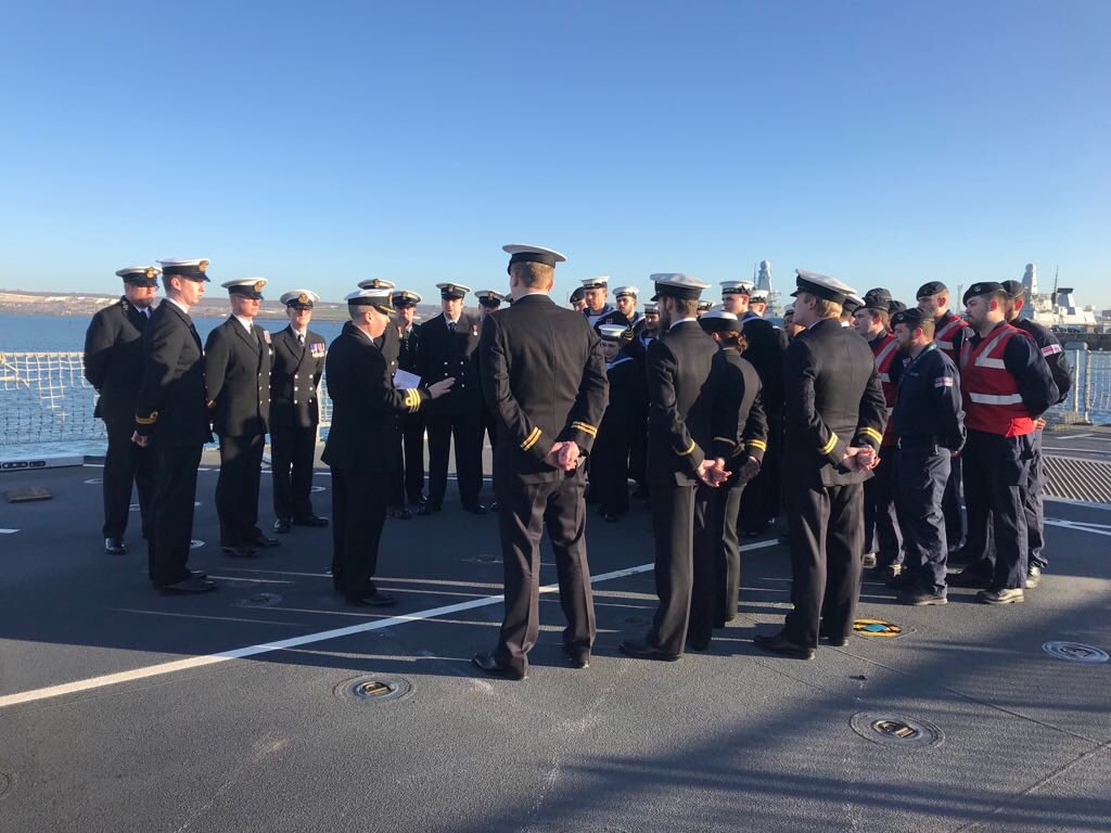 HMS_Forth's tweet photo. Ship’s Divisions. The perfect way to start the week and our next period of training. #UniformInspection #SARC2 @HMSDefender https://t.co/yyZogONiYu