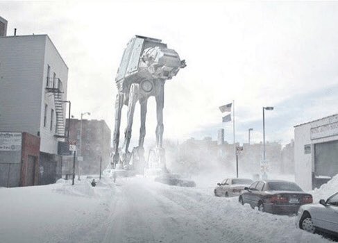 COSFilmsINC's tweet photo. From all us here at Chair on Stair Films, be safe out there in the snow βοΈ and donβt forget your ATAT walker! #WisconsinSnow #snowpocalypse2019 #chaironstairfilms #starwars https://t.co/hU9OoCMU5s
