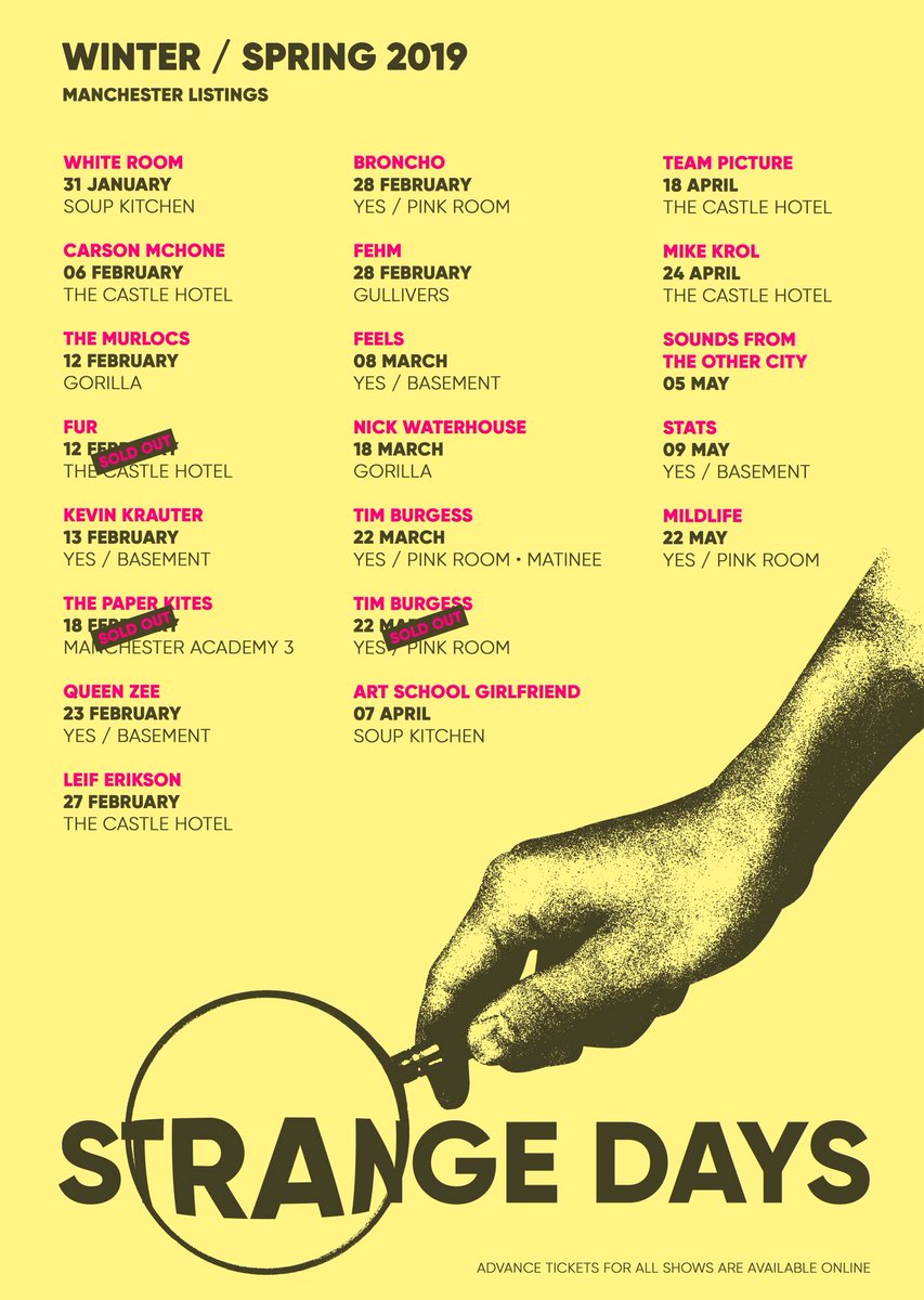 StrangeDaysLv's tweet image. Here’s our Winter / Spring 2019 Manchester gig listings.

All tickets available online

More shows TBA very soon