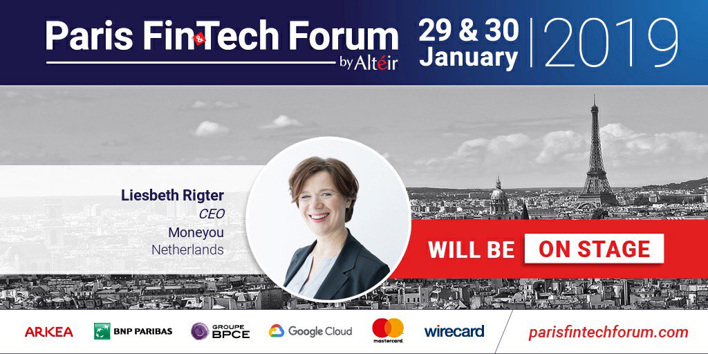 Moeten alle banken Fintechs worden? 
Op woensdag 30 januari praat Moneyou’s CEO <a href="/LiesbethRigter/">Liesbeth Rigter</a>  hierover mee tijdens het Paris FinTech Forum.  Wat denk jij? Moeten alle banken Fintechs worden? #PFF19 #fintech #moneyou
bit.ly/2WplTLx