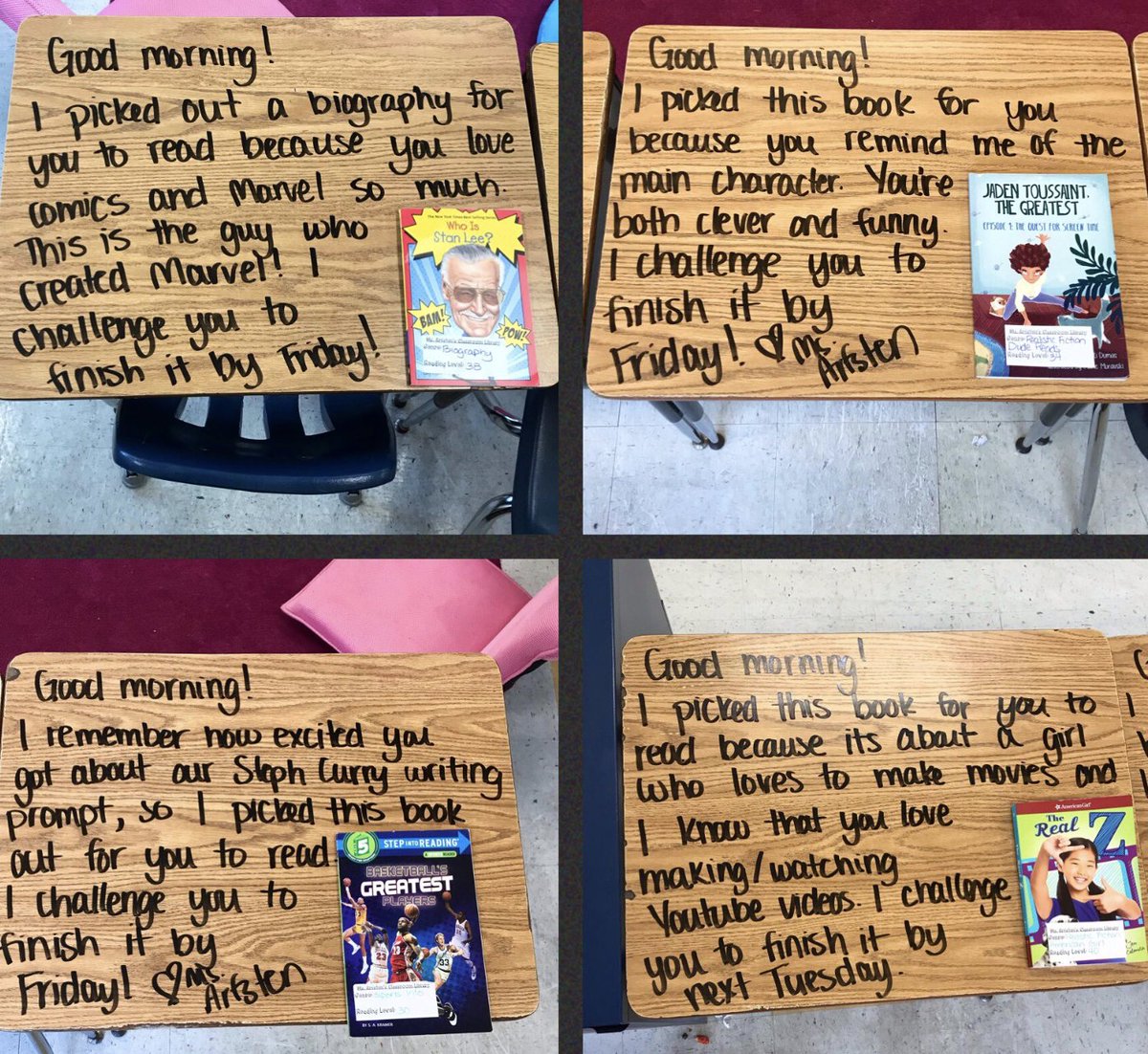 teacher2teacher's tweet photo. How do you challenge Ss while showing them you care? T @MissArfsten makes personalized book recs! https://t.co/ATdam7QV1e #LitChat #KidsDeserveIt https://t.co/kzWbpUCnOm