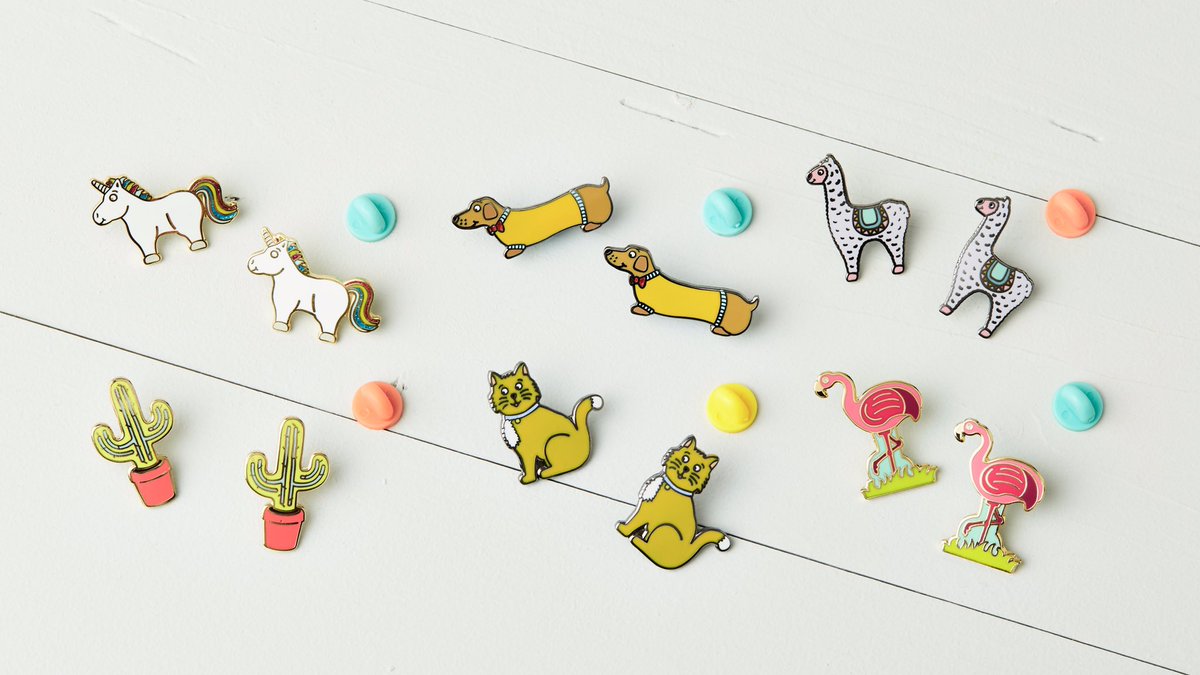 Officially introducing our debut pin badge collection which is inspired by some of our most-loved designs.
☆
They are available on our website now!
☆
Which one is your favourite?  We have a soft spot for man’s best friend so ours is the sausage dog 🐶
☆

#pingame #pinbadge