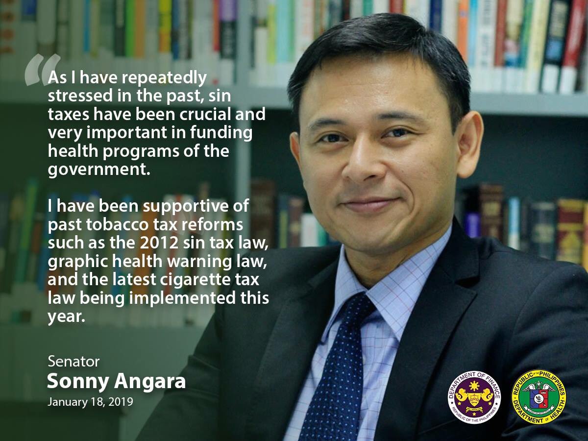 dofgovph's tweet photo. Tomorrow (January 29), the Senate Committee on Ways and Means, chaired by Senator @sonnyangara, will hold the second hearing on increasing tobacco excise taxes for Universal Health Care (UHC).

#SayYestoUHC
#UniversalHealthCarePH
#TaxReformNow https://t.co/RsJe4B9sd6