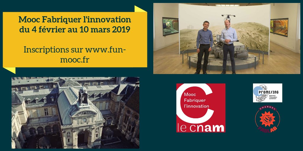 La 3ème session du #Mooc <a href="/innovafab/">MOOC Fabriquer l'innovation</a> commence dans une semaine ! Pensez à vous inscrire sur fun-mooc.fr/courses/course… si vous souhaitez suivre le #Mooc et participer aux échanges avec l'équipe pédagogique !
