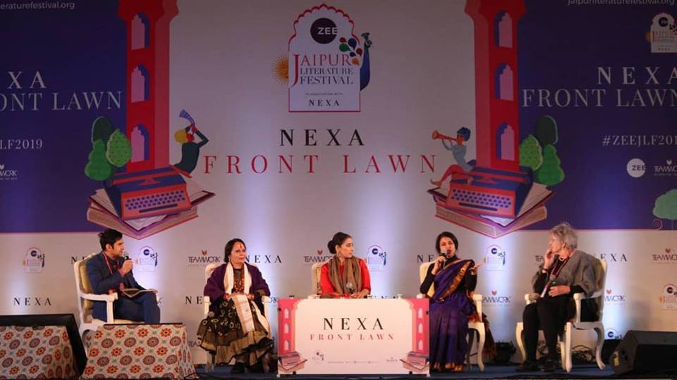 JaipurLitFest's tweet image. Questioning prescribed paradigms of female beauty, @m_koirala  @TheFemaleGreer @DrSharadPaul @sonal_mansingh &amp;amp; Madhavi Menon attempt at breakingbeauty ideals bandied by the media. Presented by @Dove at @NexaExperience Front Lawn
#ZEEJLF2019 #LetsBreakTheRulesOfBeauty
@DiggiPalace