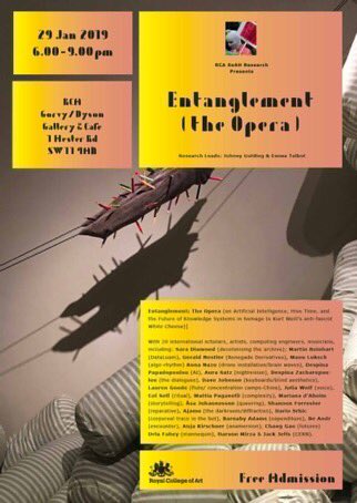 SoAH Research Presents (@rca_vclectures) on Twitter photo TOMORROW! 6-9pm <a href="/RCAartshuman/">RCAartshumanities</a> #Entanglement - The #Opera ! <a href="/RCA/">Royal College of Art</a> SoAH PHD Researchers with Sara Diamond, Manu Luksch, Gerald Nestler, Aura Satz Martin Reinhart, Mattia Paganelli, Haroon Mirza & Jack Jefls (CERN). Lead by Emma Talbot & Johnny Golding @pwthompson_RCA @juancruz_rca TOMORROW! 6-9pm <a href="/RCAartshuman/">RCAartshumanities</a> #Entanglement - The #Opera ! <a href="/RCA/">Royal College of Art</a> SoAH PHD Researchers with Sara Diamond, Manu Luksch, Gerald Nestler, Aura Satz Martin Reinhart, Mattia Paganelli, Haroon Mirza & Jack Jefls (CERN). Lead by Emma Talbot & Johnny Golding @pwthompson_RCA @juancruz_rca