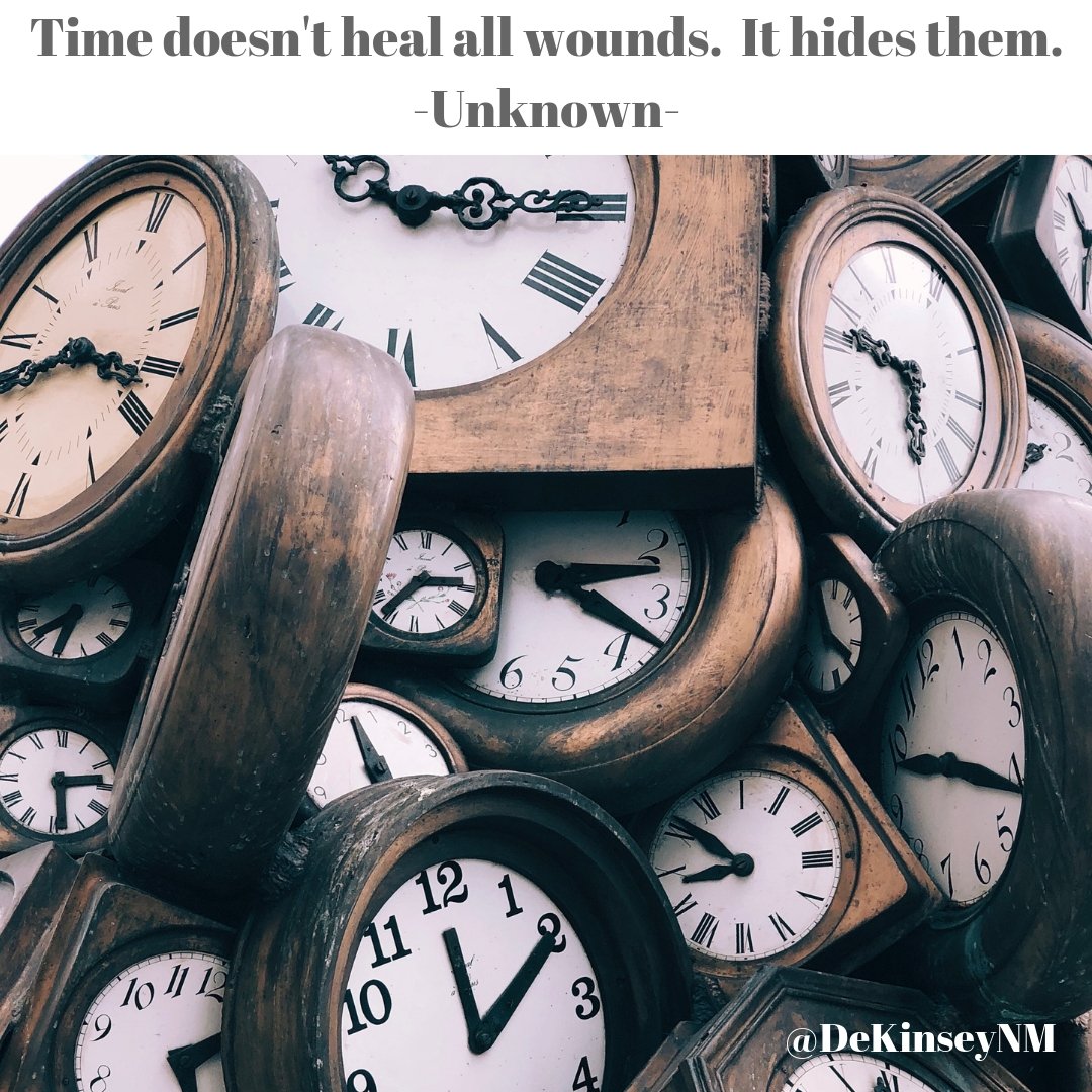 DeKinseyNM's tweet photo. Time doesn't heal all wounds.  It hides them. -Unknown-

Don't procrastinate the day of your healing.... or planning.  :)

#ConfrontYourWounds #QuoteOfTheDay @DeKinseyNM https://t.co/dakw48hhEI 
Photo by Jon Tyson on Unsplash https://t.co/WHiSCOwOI6