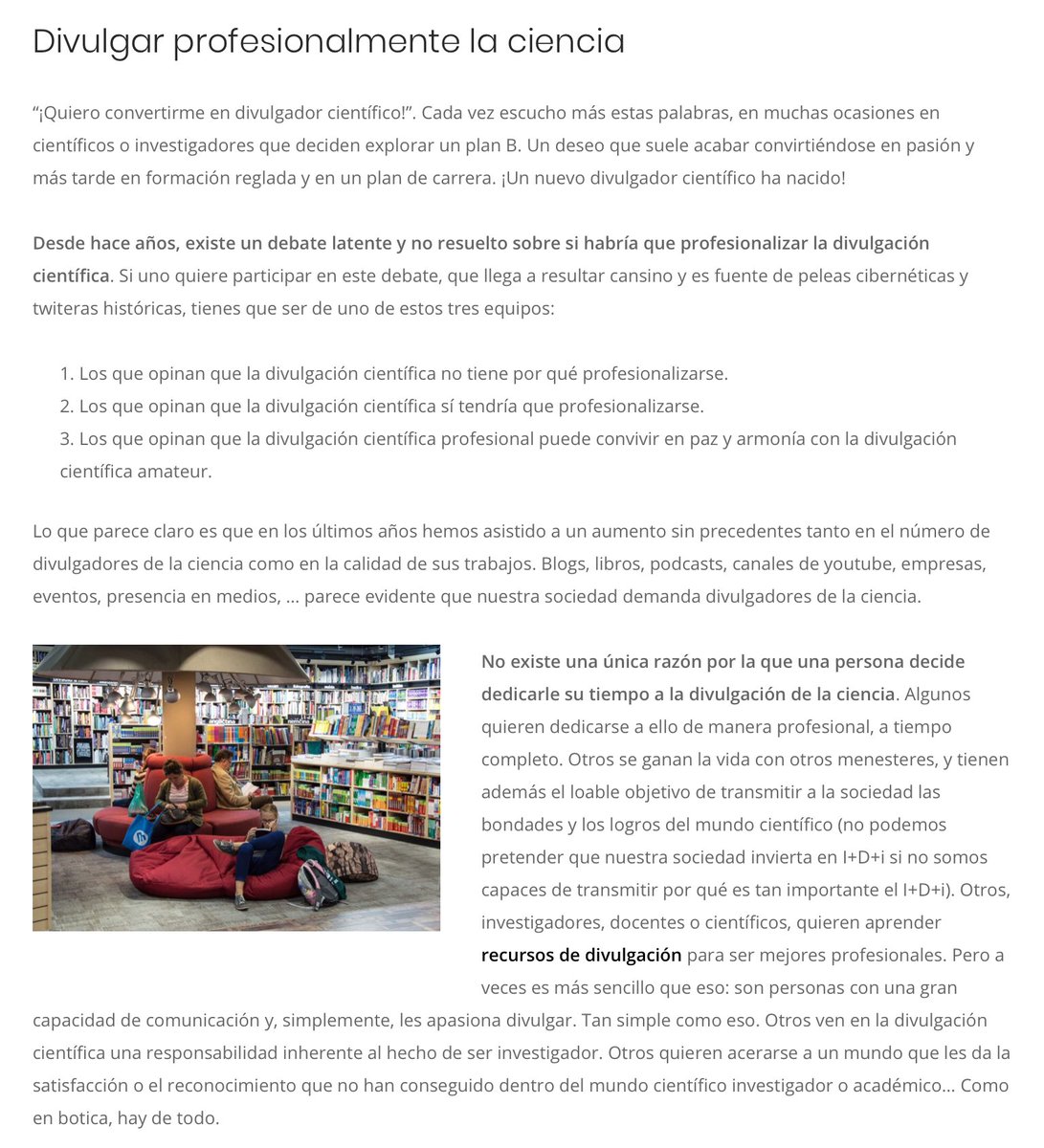 sombradoble's tweet photo. "Cada vez veo a más personas que estudian #divulgacióncientífica, aprenden a divulgar, y sin embargo, no saben cómo convertirse en #divulgador científico"
Artículo d @ManCas_ en @CarrerasCientif
La #divulgación no puede ser gratis y tiene q hacerse bien👇
https://t.co/EqzO0pfUKL https://t.co/2hHwOC90Zh