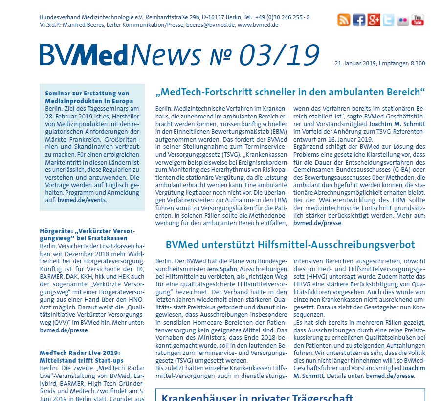 Bvmed على تويتر Unsere Medtech News Der Woche Im Neuen Bvmed Newsletter Tsvg Medizinprodukte Und Ebm Hilfsmittel Ausschreibungen Horgerate Versorgung Medizintechnik Mittelstand Trifft Startups Mehr T Co Geysw3oahn T Co