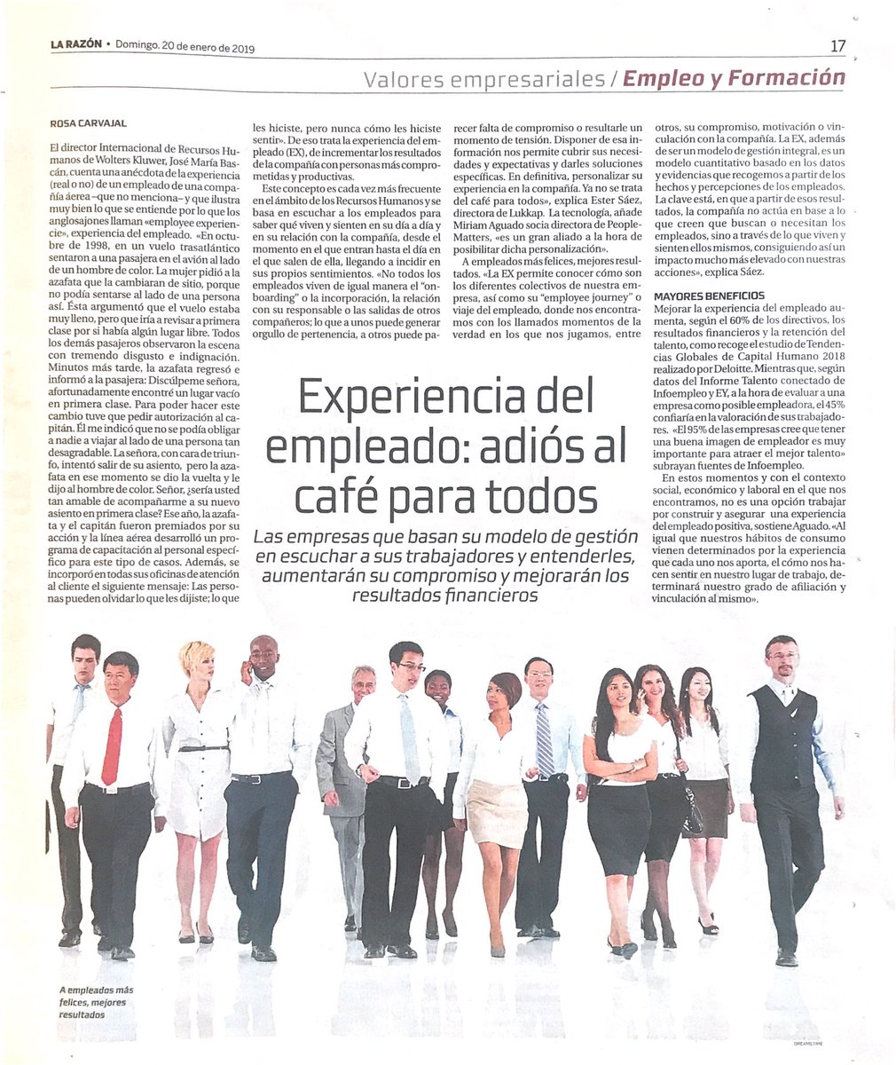 “Saber qué viven y sienten los empleados nos permite cubrir sus necesidades y expectativas y darles soluciones específicas” Ester Sáez habla en <a href="/larazon/">larazon</a> sobre el impacto del #EmployeeExperience en el compromiso de los empleados y en la mejora de los resultados de las compañías 👇🏻