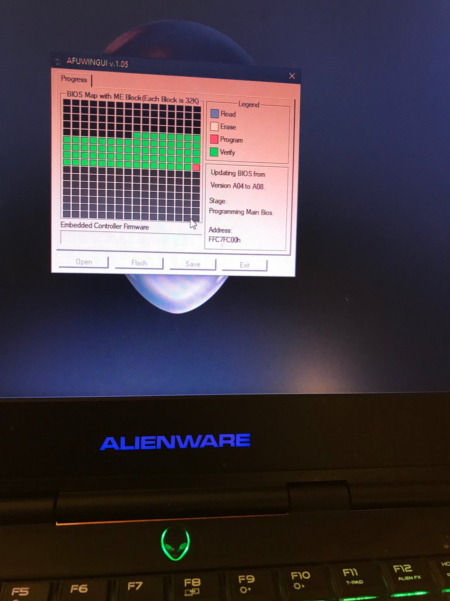 Solved BIOS update on Alienware 13 Froze during installation, blank