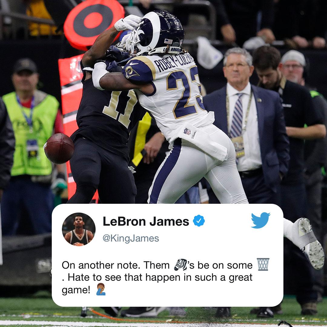 SportsCenter's tweet photo. Big names in the sports world weighed in on the controversial calls in the Conference Championship games 👀 https://t.co/bKvyY75m7a