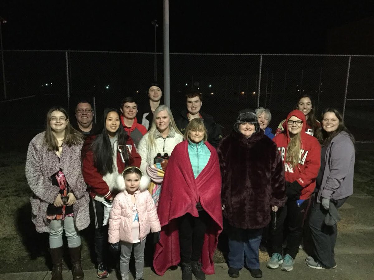 science_wchs's tweet photo. Blood Moon Eclipse watching with some dedicated Science Club members! Hot cocoa, Moon Pies, and some good music (I.e. Bad Moon Rising). Good times! https://t.co/1qjWHcbj7o