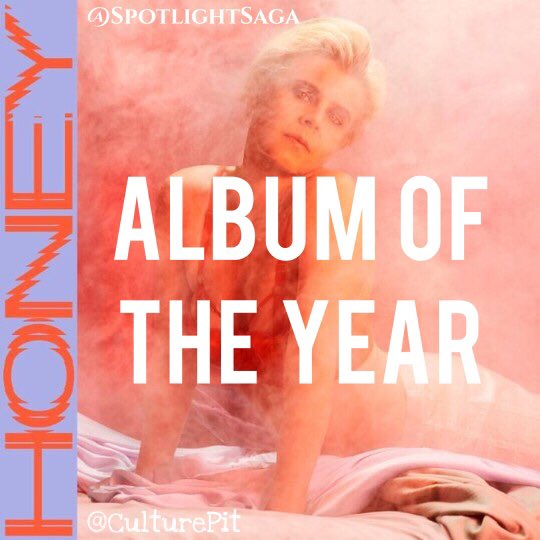 TheComradePink's tweet photo. We tallied the votes from twitter polls and FB’s @CulturePit group... And the #BestAlbum of 2018 is...
@robynkonichiwa’s - HONEY! 🍯
#SSA3 #SpotlightSagaAwards https://t.co/6OUf1REVGg
