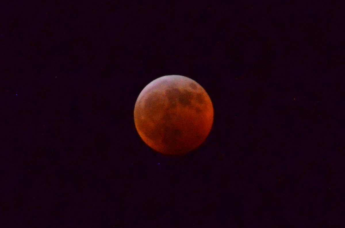 Veridor's tweet photo. About as good as I can get without a tripod #bloodmoon2019 #lunareclipse2019 #astrophotography https://t.co/rtSDZJywio