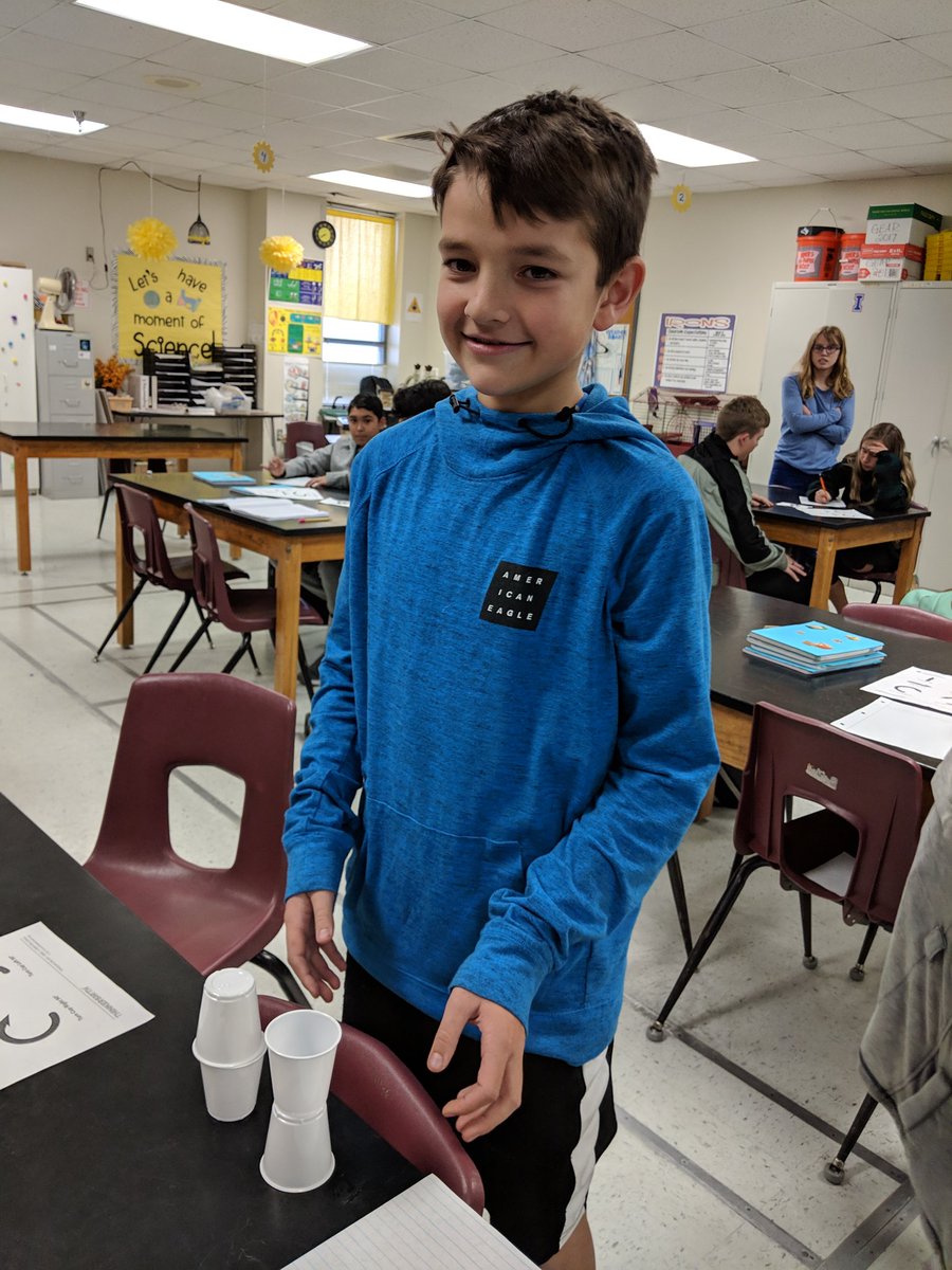 lhulsey98's tweet photo. #IronsEngineering 2 students took turns being a robot as their peers wrote a code for them to follow in order to correctly stack cups into a certain design! They also  shared all they could think of about robots in a 2 minute quick write in their Engineering Journals! https://t.co/7v7TgCQxss