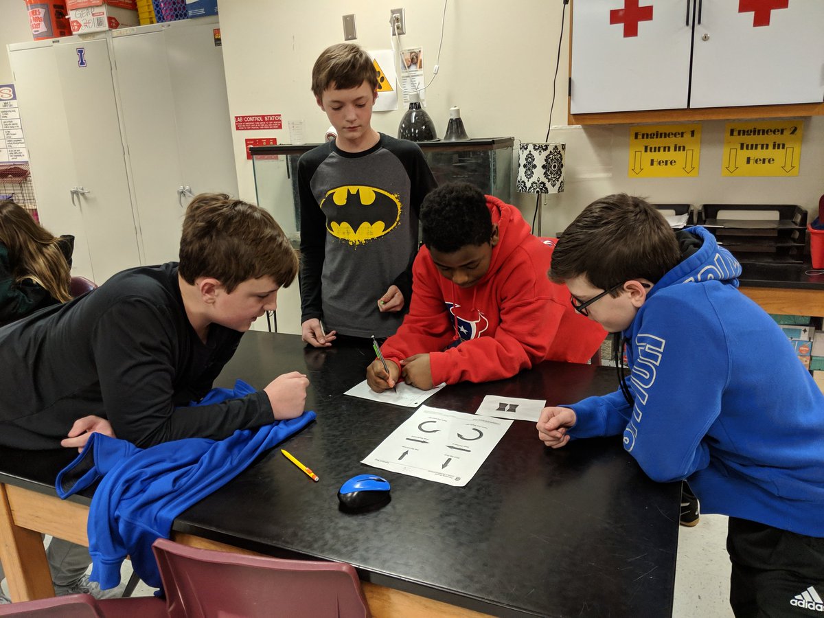 lhulsey98's tweet photo. #IronsEngineering 2 students took turns being a robot as their peers wrote a code for them to follow in order to correctly stack cups into a certain design! They also  shared all they could think of about robots in a 2 minute quick write in their Engineering Journals! https://t.co/7v7TgCQxss