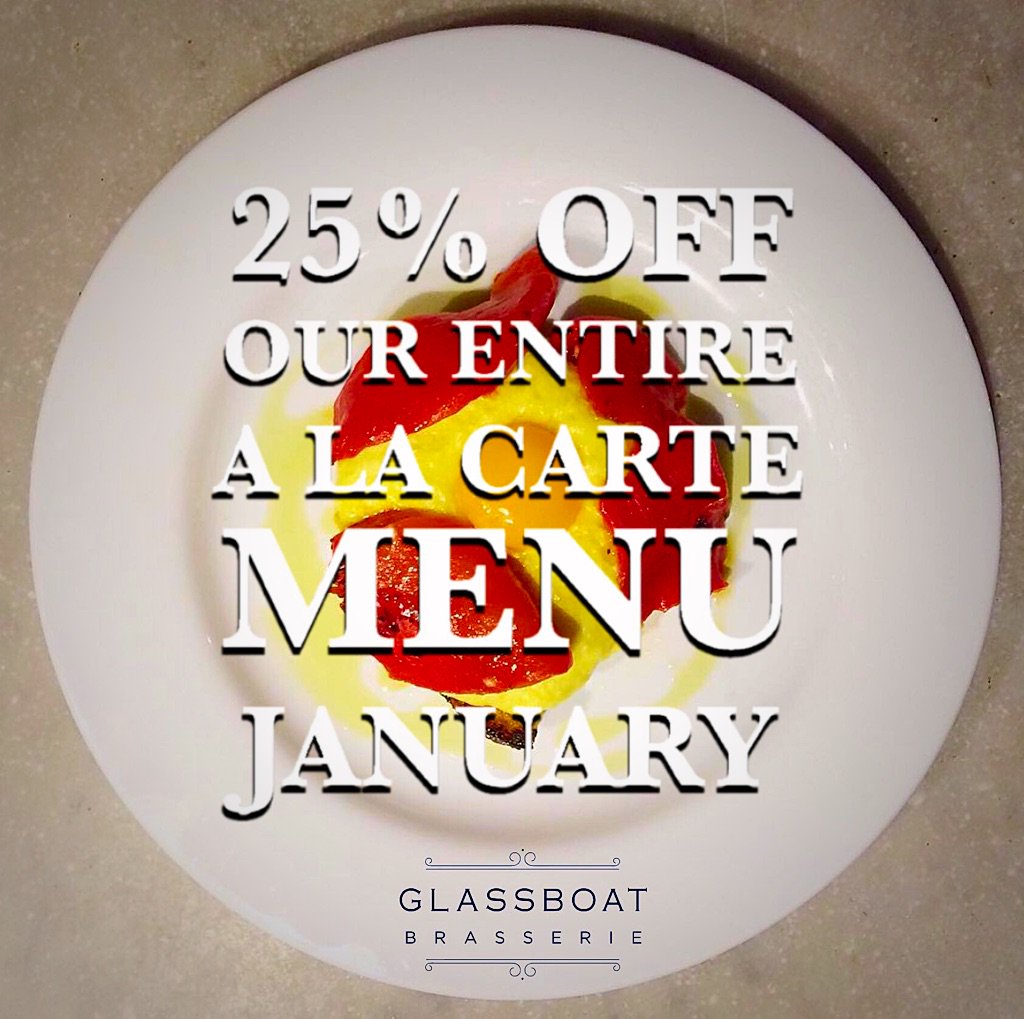 You’ve got just over a week to take advantage of this fantastic offer.  

That’s a full 25% off our entire a la Carte menu until the end of January, Monday to Friday plus a complimentary glass of picpoul frisante on arrival!

Please quote PP25 on booking.
