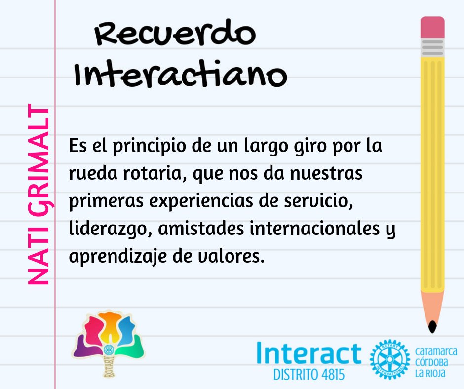 Interact4815's tweet photo. Domingo de Recuerdos 📝 ( parte 1) y para dar comienzo a esta sección en el Periodo 2018/2019, nos comunicamos con @natigrimalt !!
Gracias por sumarte a la iniciativa 💪🏼♥
#Recuerdos #Servicio #Interact #Distrito4815 #RotaryInternational https://t.co/dZO9JFoPES
