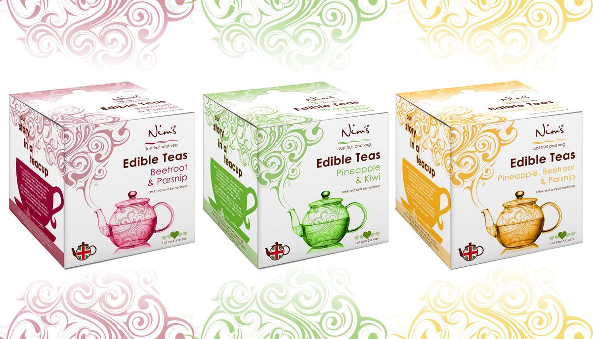A UK first - we have created these #packaging #designs for @nimsfruitcrisps and their new Edible Fruit &amp; Veg Teas, giving the range an elegant contemporary style that reflects their uniqueness and premium quality #healthy #fmcg #food #British #creative