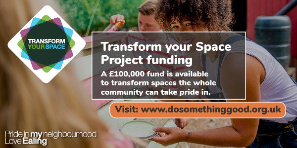 Transform Your Space is Back ! The Launch event on 7 February is free and is for anyone with an idea that will benefit #Ealing and want funds to make it happen! Register here: …sformyourspacelaunch.eventbrite.co.uk