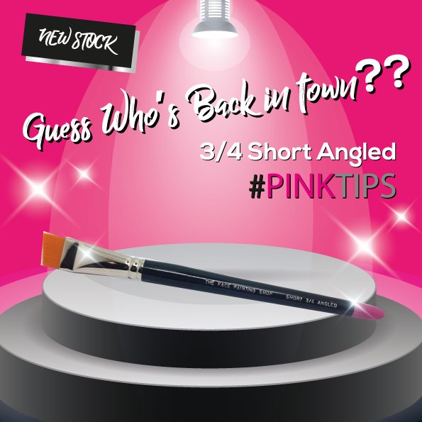 facepaintshop's tweet photo. The 3/4 Short Flat #pinktip is back in stock guys https://t.co/Ae1l02lhjm #thefacepaintingshop #pinktipbrushes #pinktips #profacepainters https://t.co/YEYEoY4MQs