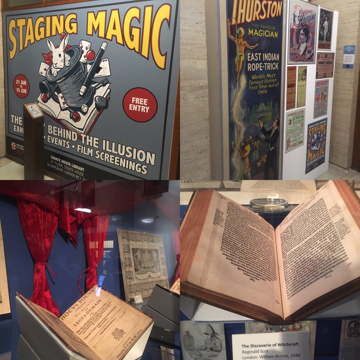 ElliottSandra's tweet photo. It opens today! Staging Magic - the story behind the illusion @SenateHouseLib and it’s free! Some amazing exhibits #stagingmagic @UoLondon https://t.co/Hf2uMsYPEe