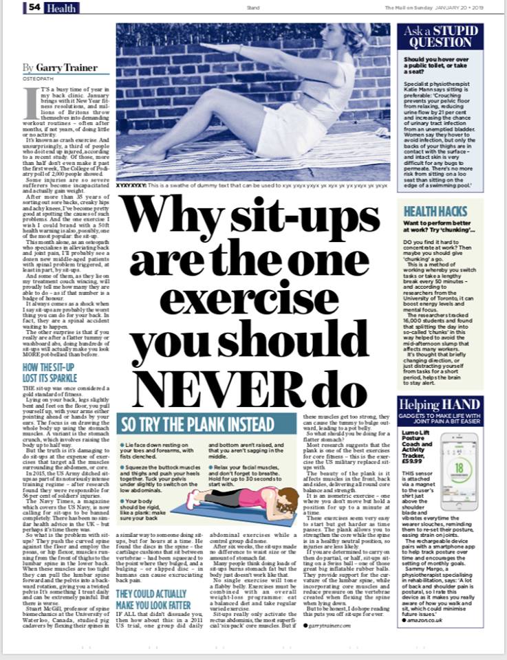 garrytrainer's tweet photo. Why sit ups are the one exercise you should NEVER do....

Garry wrote an article for @themailonsunday https://t.co/n5IRJwOEDH
