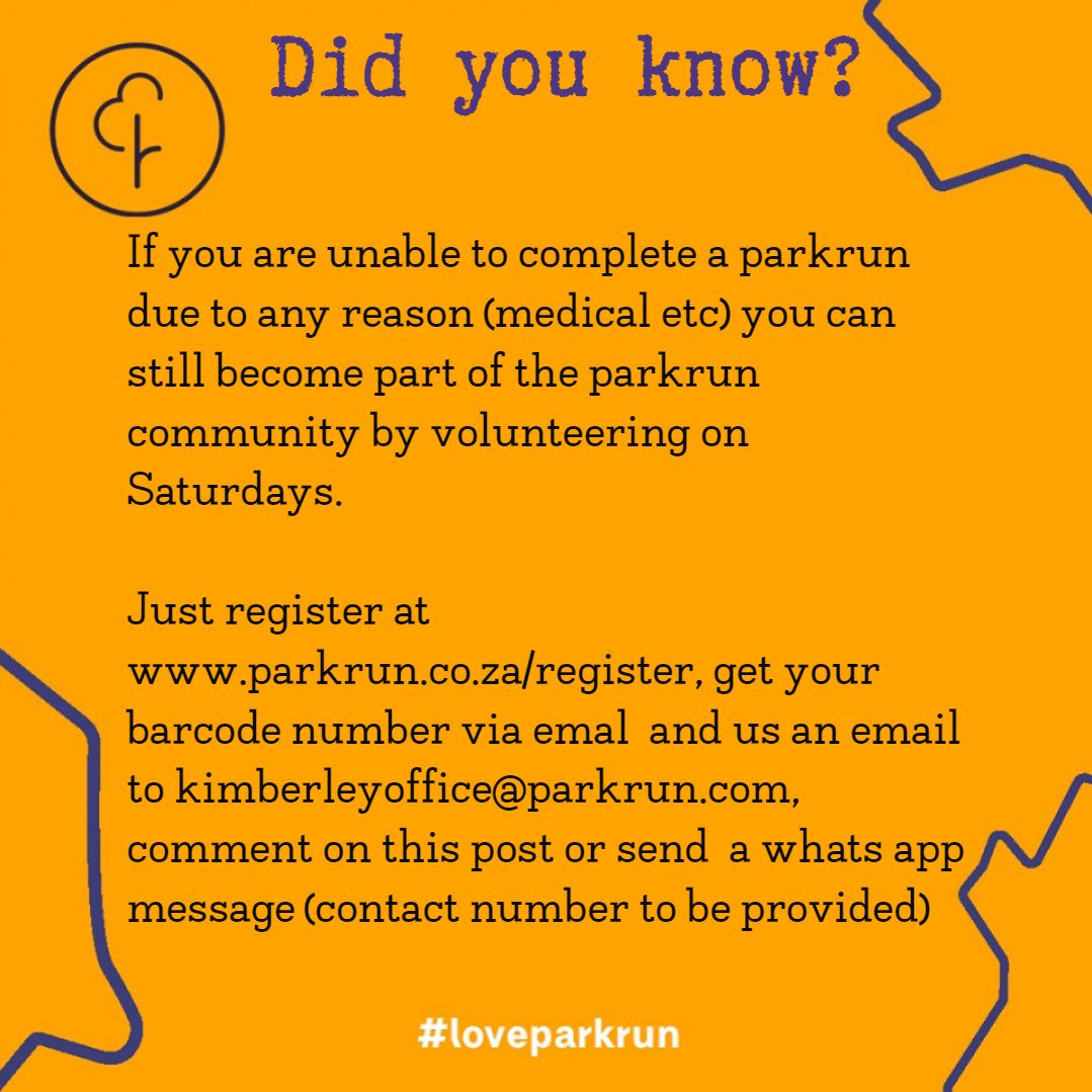 Kimberparkrun's tweet photo. °Did you know?

° parkrun fun fact number 4

° #youcanalwaysvolunteer

° 🌳#loveparkrun https://t.co/hqZIx4UfcC