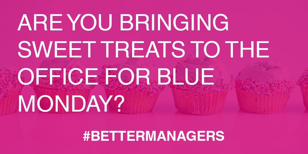 cmi_managers's tweet photo. Are you feeling the #BlueMonday blues? Managers we surveyed told us they planned to bring chocolate and cakes to the office today. #ManagersVoice https://t.co/Qd7gjacDtq