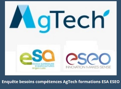 Agriculture Connectée, des besoins en compétences pour vous ou vos équipes ? Exprimez-vous en répondant à la grande enquête nationale #AgTech 3 min résultats diffusés : fr.surveymonkey.com/r/enquete-FTLV… @Groupe_ESA @Groupe_ESEO  <a href="/MutationsAgri/">Mutations Agricoles</a> <a href="/Alumni_ESA/">Alumni ESA</a> <a href="/AGRICADRE_ESA/">AGRICADRE_Groupe ESA</a> @neovia_group