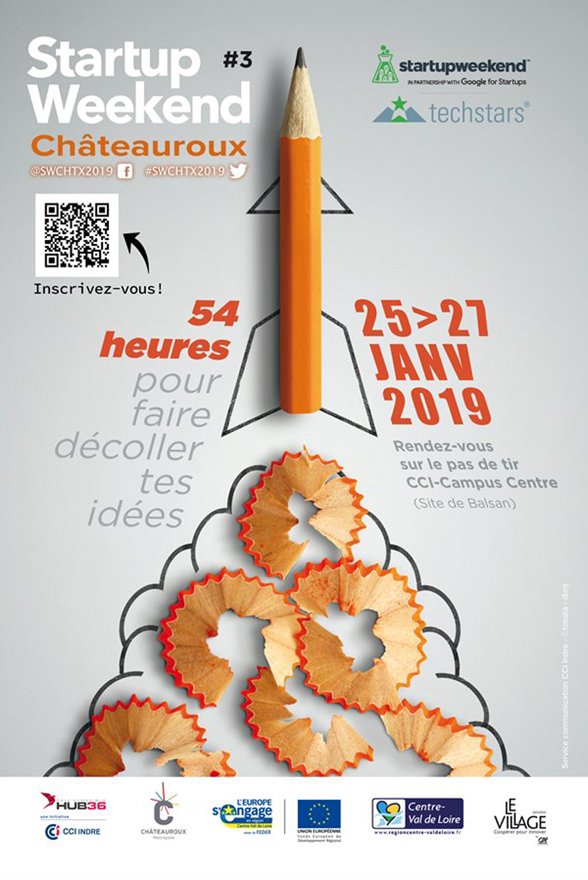cci_indre's tweet image. Étudiants, #Designers, #DéveloppeursWeb, demandeurs d’emploi, porteurs de projets, entrepreneurs pour donner vie à vos idées, inscrivez-vous au Startup Weekend #Châteauroux 25&amp;gt;27/1 2019 #SWChtx2019 #SWChtx #StartupWeekend #HUB36 #Startup #TechLoireValley #Indre 
@SWCHTX2019